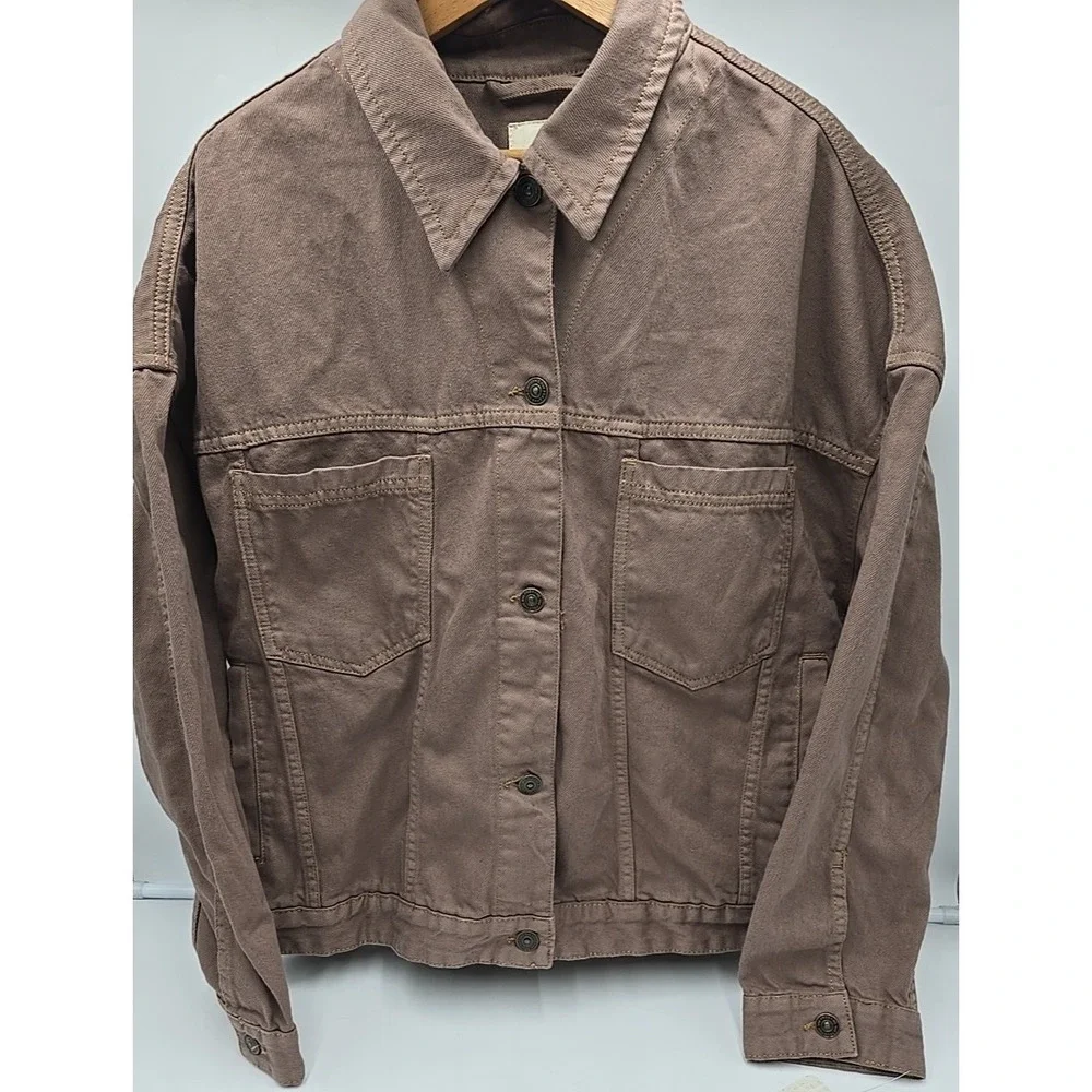 NWT We‎ The Free Opal Swing Denim Jacket Dusted Cocoa Medium Cottagecore Luxury - Picture 6 of 9